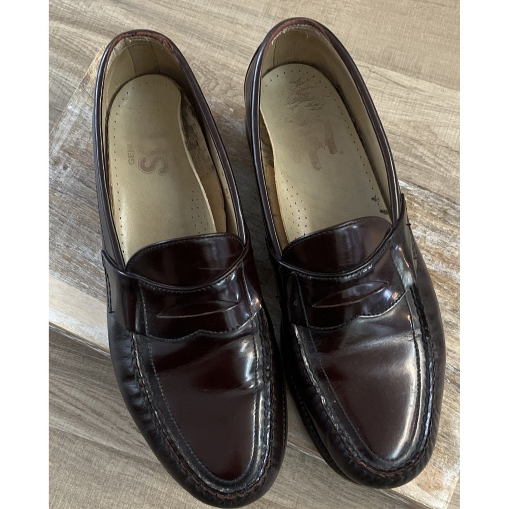 SAS Burgundy Leather Made In USA Handsewn Penny Loafer Moc Toe Size 10N